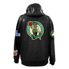 NBA - Boston Celtics Jeff Hamilton Vegan Leather Full-Zip Hoodie - Black