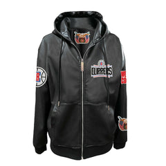 NBA - LA Clippers Jeff Hamilton Vegan Leather Full-Zip Hoodie - Black