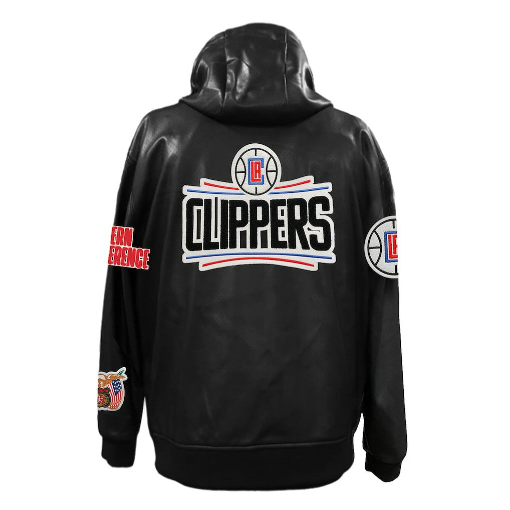 NBA - LA Clippers Jeff Hamilton Vegan Leather Full-Zip Hoodie - Black