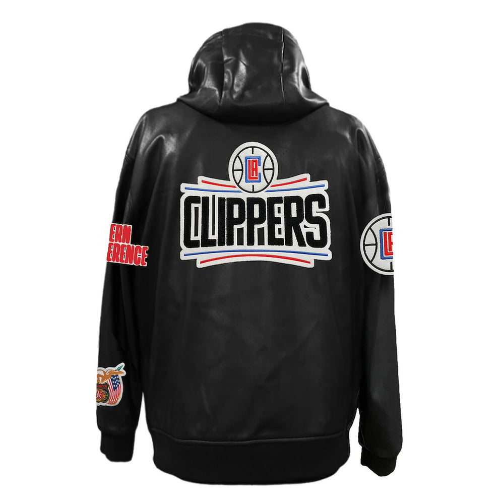 NBA - LA Clippers Jeff Hamilton Vegan Leather Full-Zip Hoodie - Black