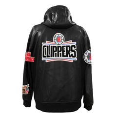 NBA - LA Clippers Jeff Hamilton Vegan Leather Full-Zip Hoodie - Black