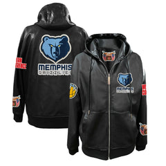 NBA - Memphis Grizzlies Jeff Hamilton Vegan Leather Full-Zip Hoodie - Black
