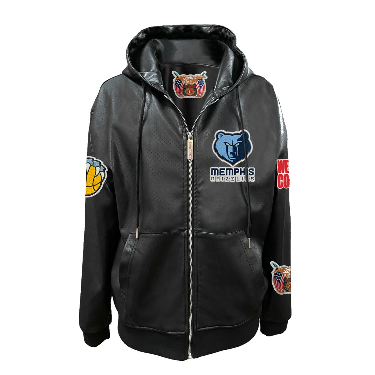NBA - Memphis Grizzlies Jeff Hamilton Vegan Leather Full-Zip Hoodie - Black