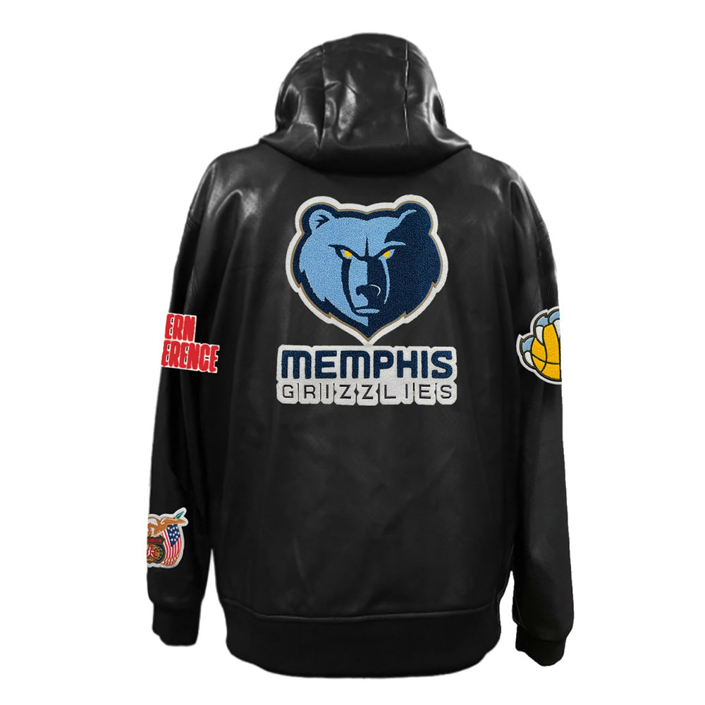 NBA - Memphis Grizzlies Jeff Hamilton Vegan Leather Full-Zip Hoodie - Black