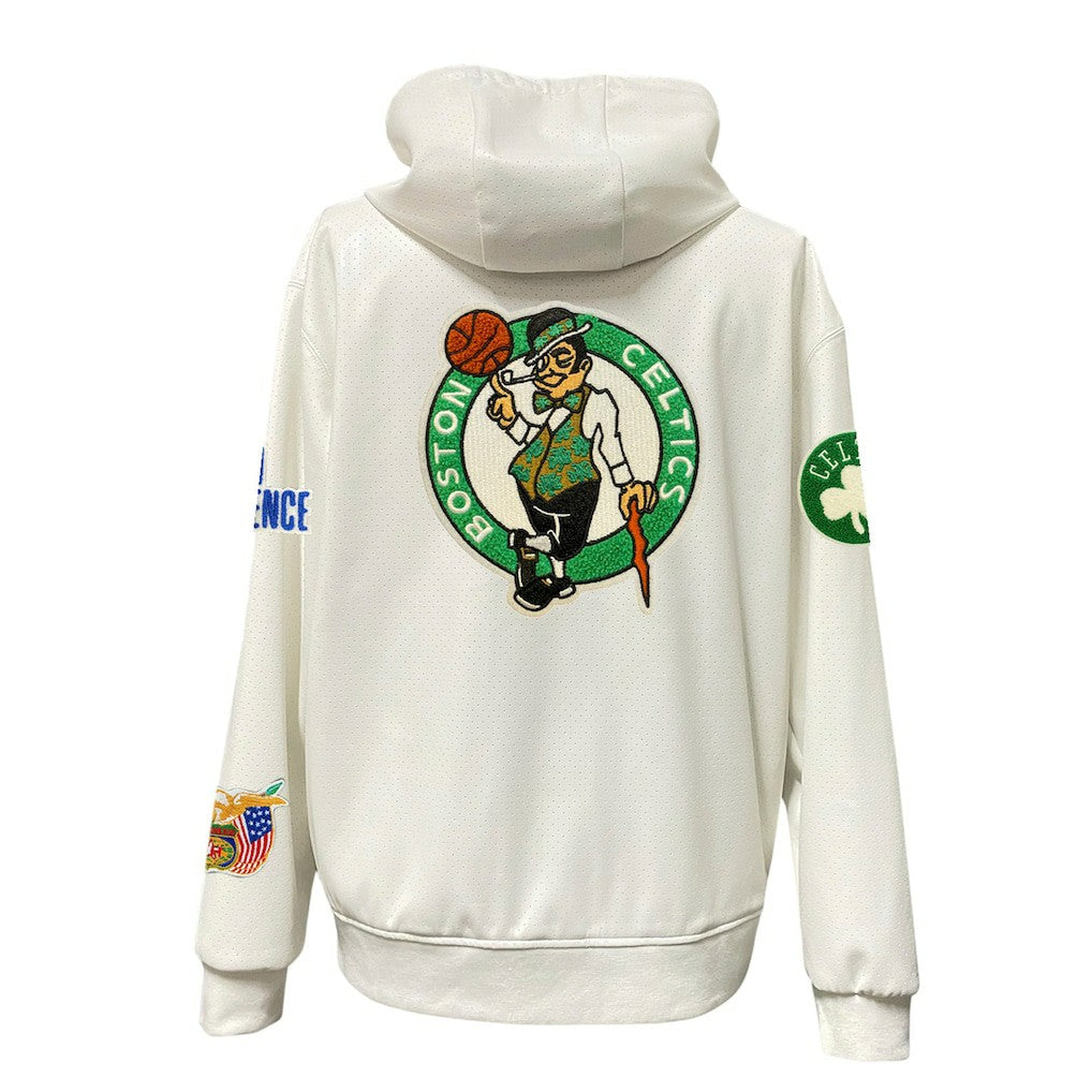 NBA - Boston Celtics Jeff Hamilton Vegan Leather Full-Zip Hoodie - White