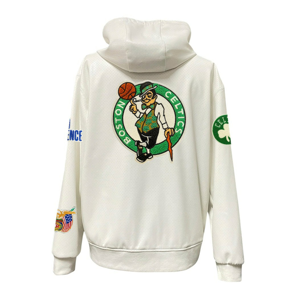 NBA - Boston Celtics Jeff Hamilton Vegan Leather Full-Zip Hoodie - White