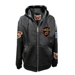 NBA - Cleveland Cavaliers Jeff Hamilton Vegan Leather Full-Zip Hoodie - Black