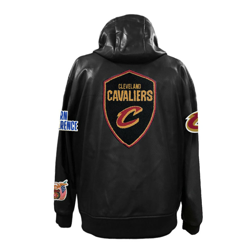 NBA - Cleveland Cavaliers Jeff Hamilton Vegan Leather Full-Zip Hoodie - Black