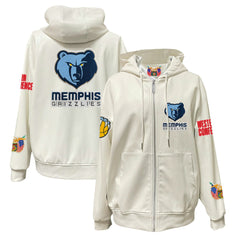 NBA - Memphis Grizzlies Jeff Hamilton Vegan Leather Full-Zip Hoodie - White