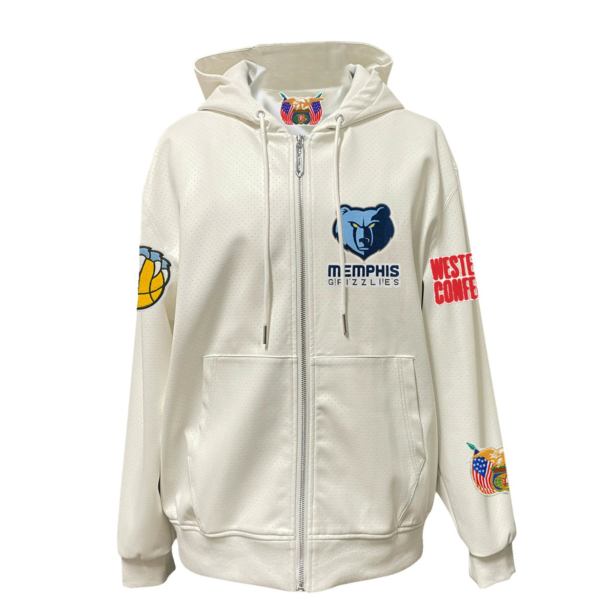 NBA - Memphis Grizzlies Jeff Hamilton Vegan Leather Full-Zip Hoodie - White