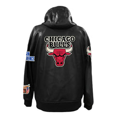 NBA - Chicago Bulls Jeff Hamilton Vegan Leather Full-Zip Hoodie - Black