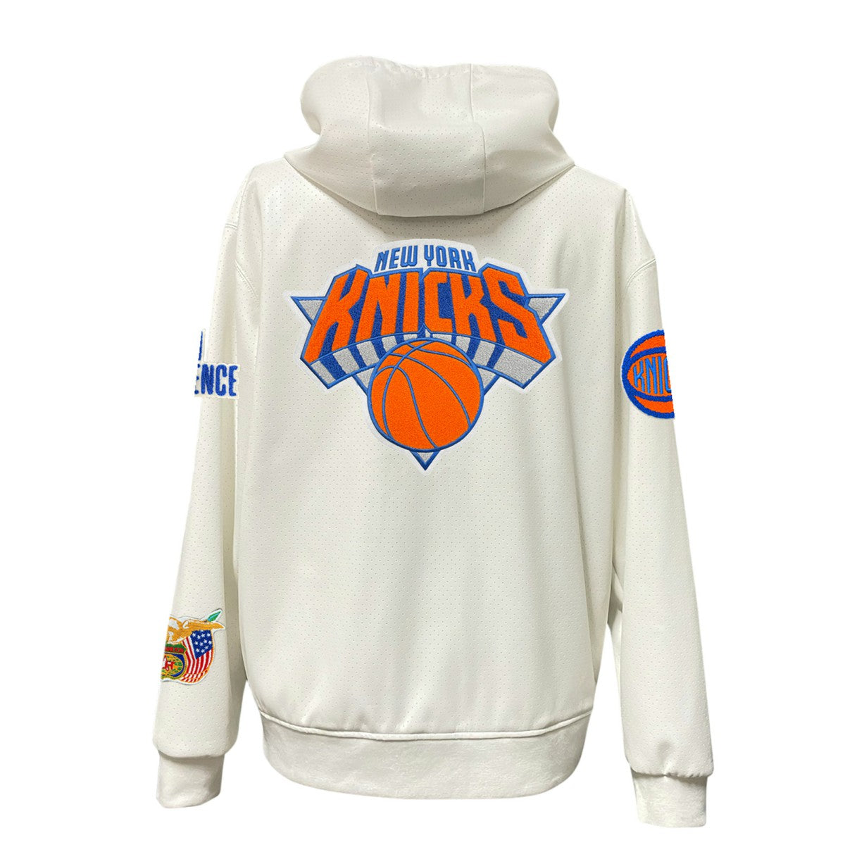 NBA - New York Knicks Jeff Hamilton Vegan Leather Full-Zip Hoodie - White
