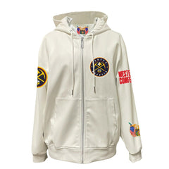NBA - Denver Nuggets Jeff Hamilton Vegan Leather Full-Zip Hoodie - White