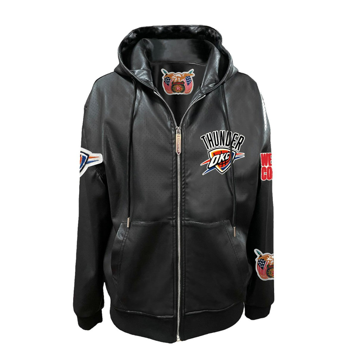 NBA - Oklahoma City Thunder Jeff Hamilton Vegan Leather Full-Zip Hoodie - Black