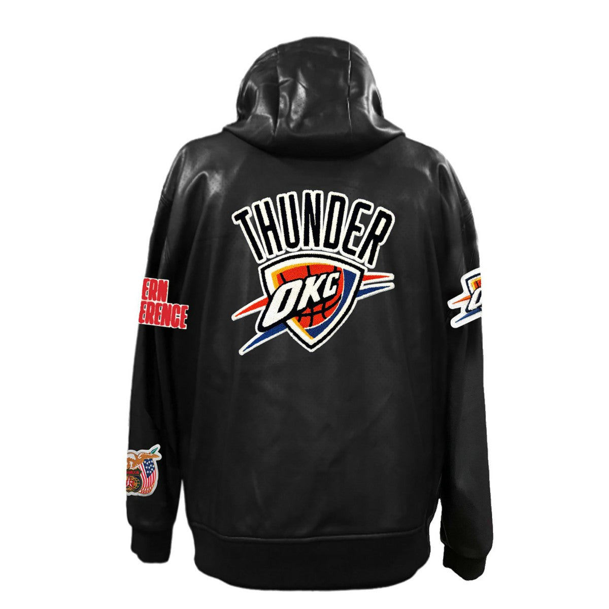 NBA - Oklahoma City Thunder Jeff Hamilton Vegan Leather Full-Zip Hoodie - Black