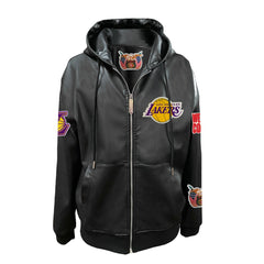 NBA - Los Angeles Lakers Jeff Hamilton Vegan Leather Full-Zip Hoodie - Black