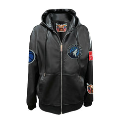 NBA - Minnesota Timberwolves Jeff Hamilton Vegan Leather Full-Zip Hoodie - Black