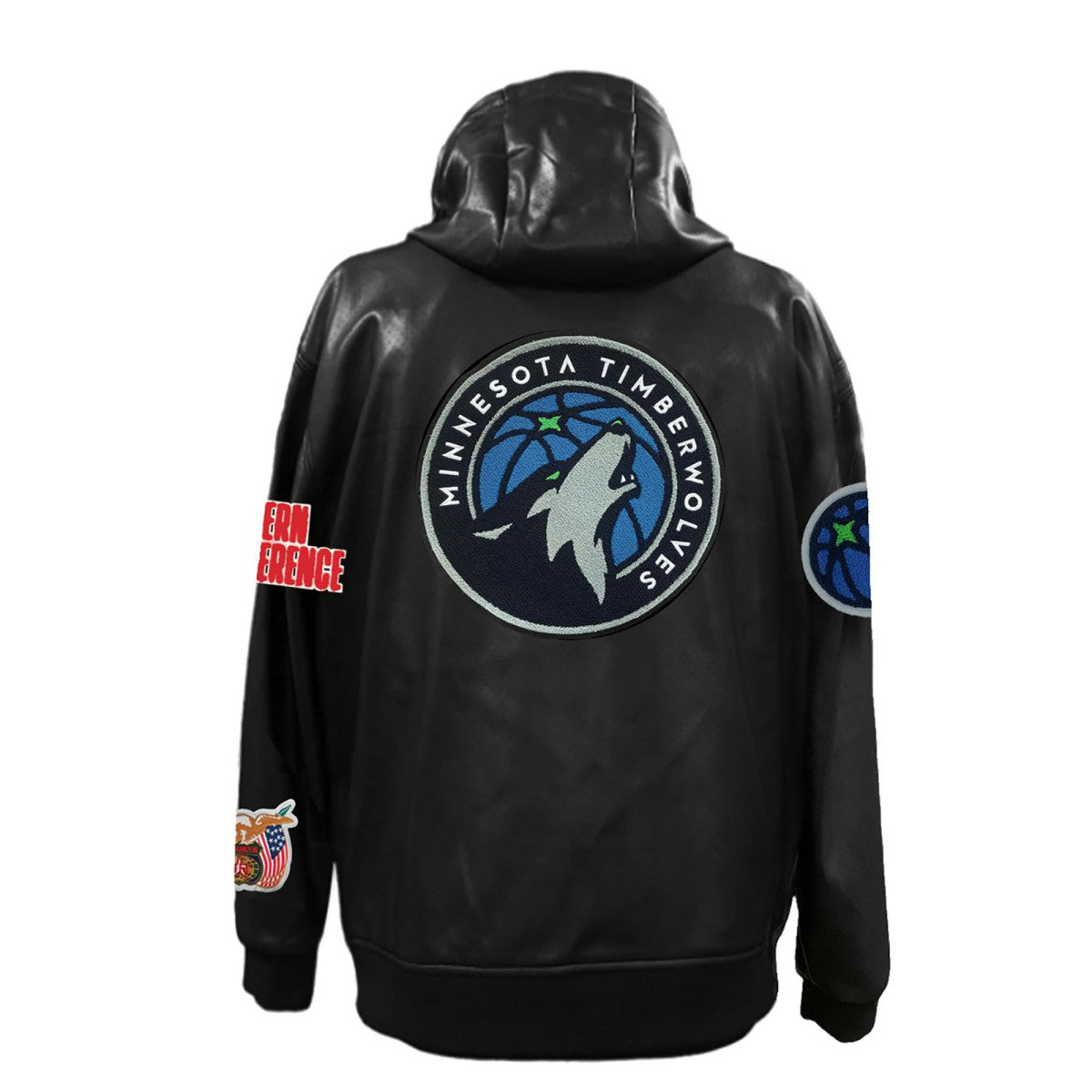 NBA - Minnesota Timberwolves Jeff Hamilton Vegan Leather Full-Zip Hoodie - Black