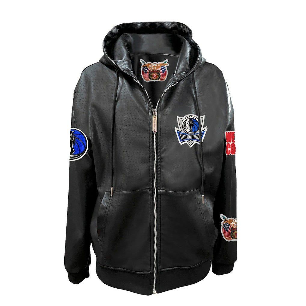 NBA - Dallas Mavericks Jeff Hamilton Vegan Leather Full-Zip Hoodie - Black
