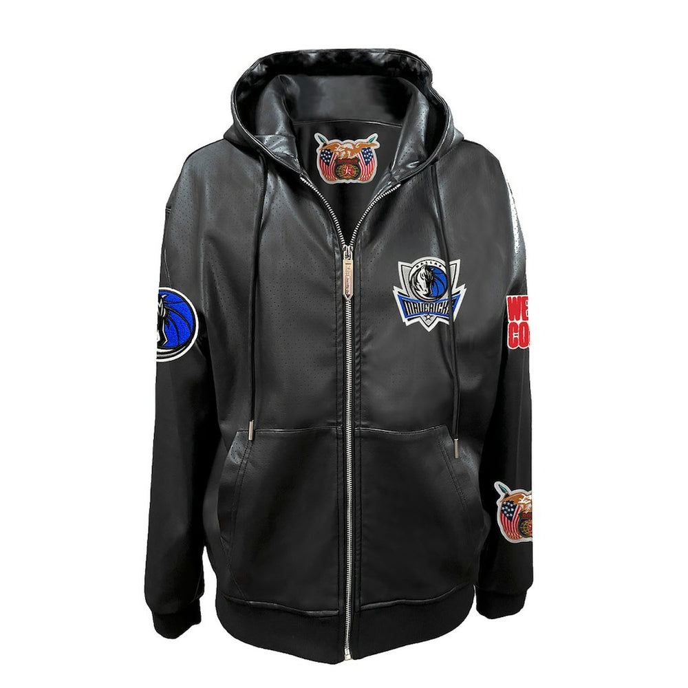 NBA - Dallas Mavericks Jeff Hamilton Vegan Leather Full-Zip Hoodie - Black