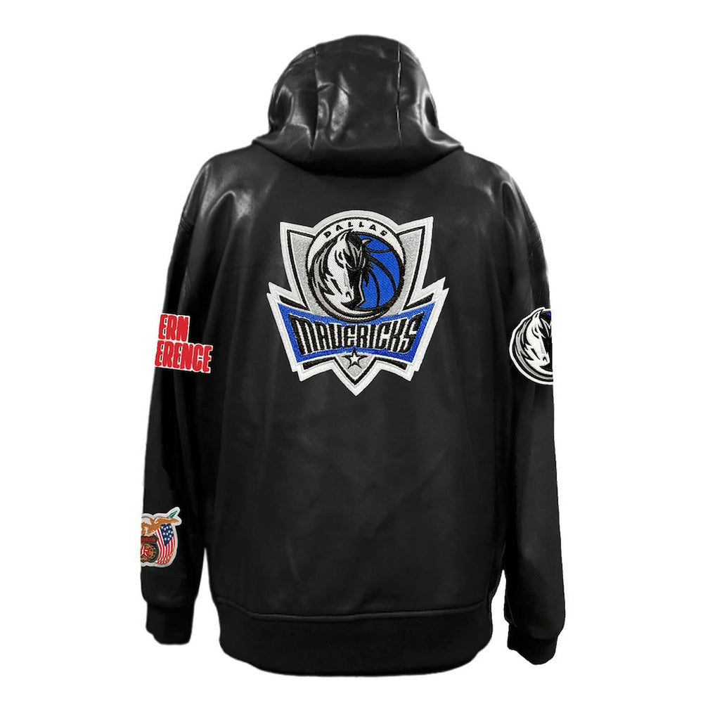 NBA - Dallas Mavericks Jeff Hamilton Vegan Leather Full-Zip Hoodie - Black