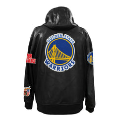 NBA - Golden State Warriors Jeff Hamilton Vegan Leather Full-Zip Hoodie - Black