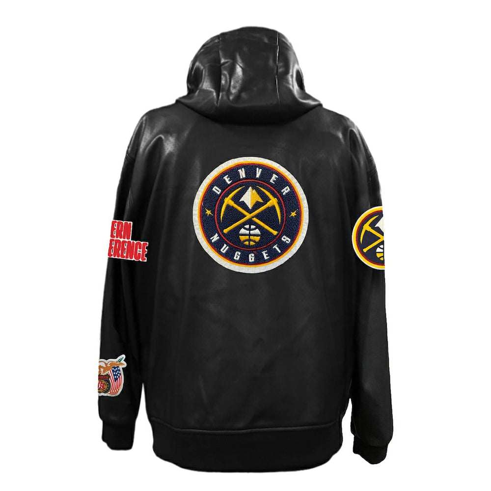 NBA - Denver Nuggets Jeff Hamilton Vegan Leather Full-Zip Hoodie - Black
