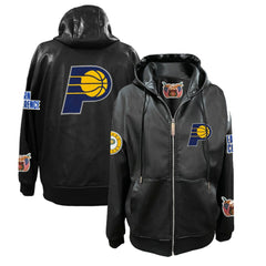 NBA - Indiana Pacers Jeff Hamilton Vegan Leather Full-Zip Hoodie - Black