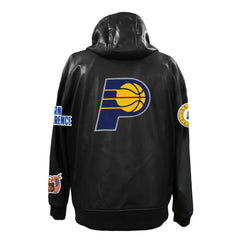 NBA - Indiana Pacers Jeff Hamilton Vegan Leather Full-Zip Hoodie - Black