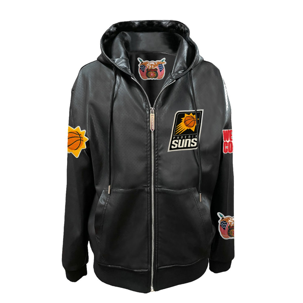 NBA - Phoenix Suns Jeff Hamilton Vegan Leather Full-Zip Hoodie - Black