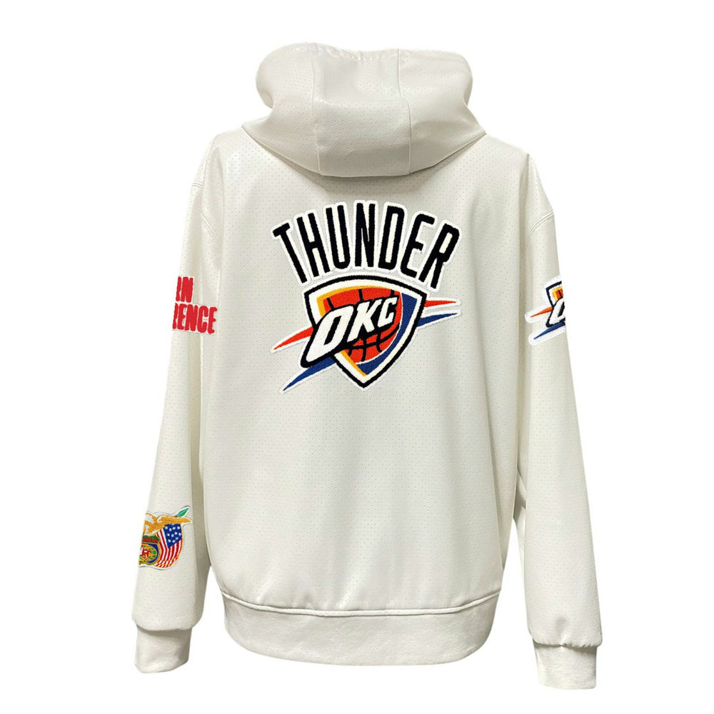 NBA - Oklahoma City Thunder Jeff Hamilton Vegan Leather Full-Zip Hoodie - White