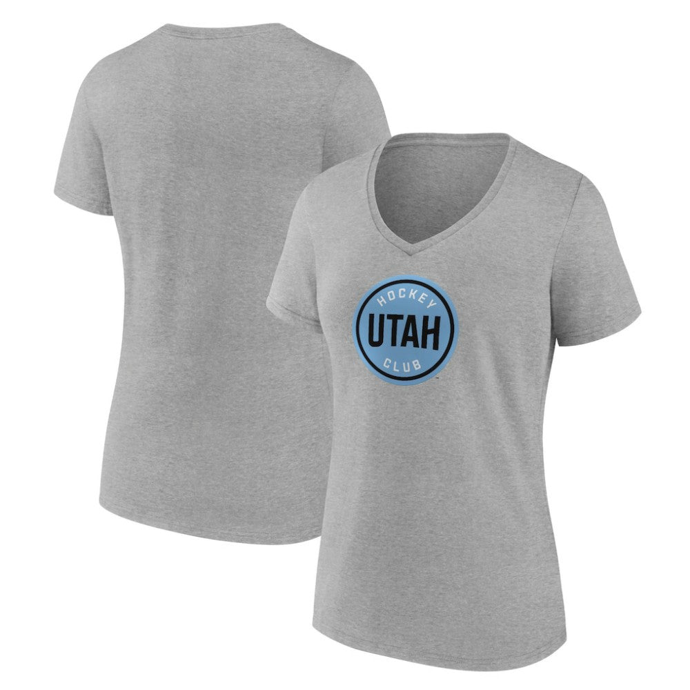 Utah Mammoth - Fanatics Women's Draft Logo V-Neck T-Shirt Heather Gray