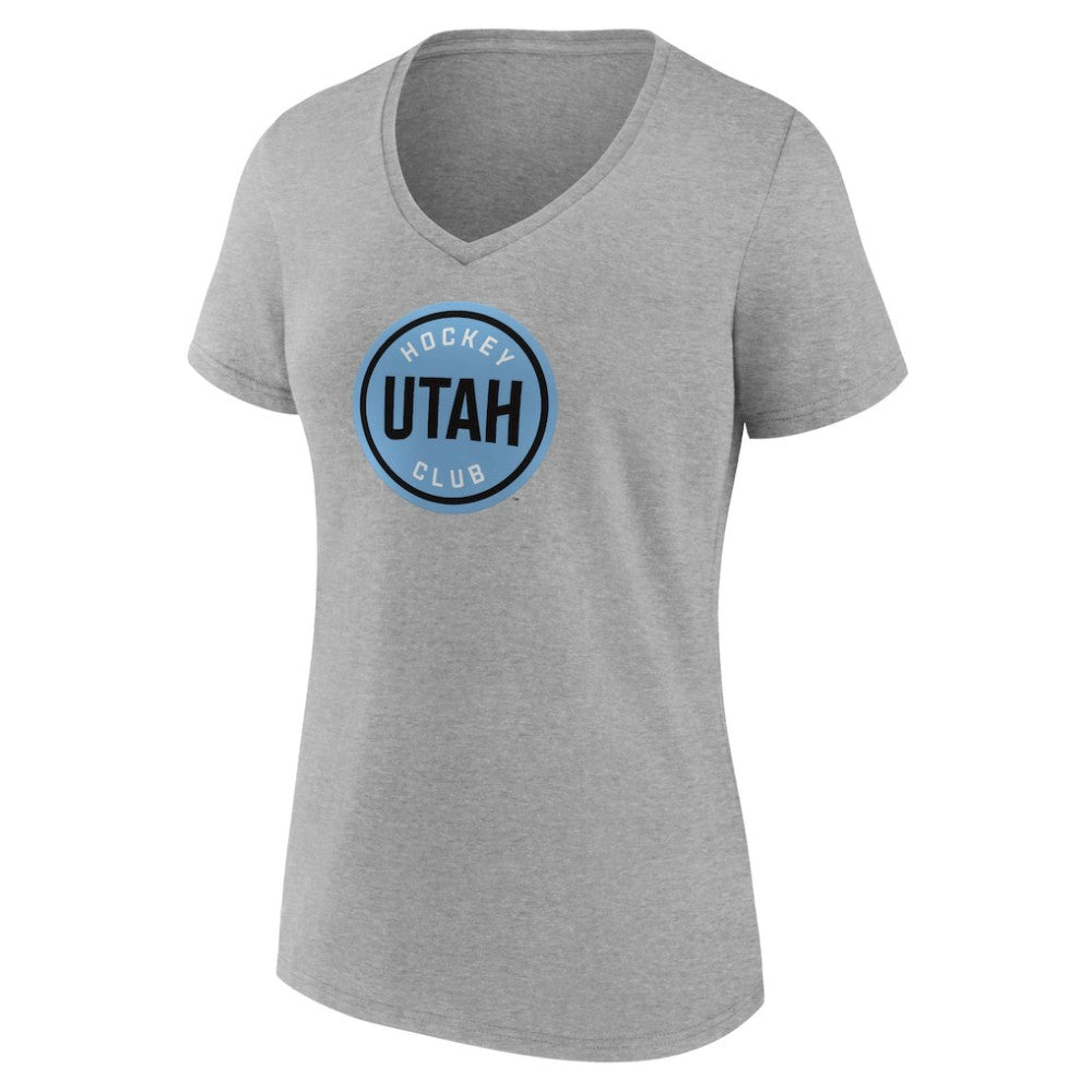 Utah Mammoth - Fanatics Women's Draft Logo V-Neck T-Shirt Heather Gray