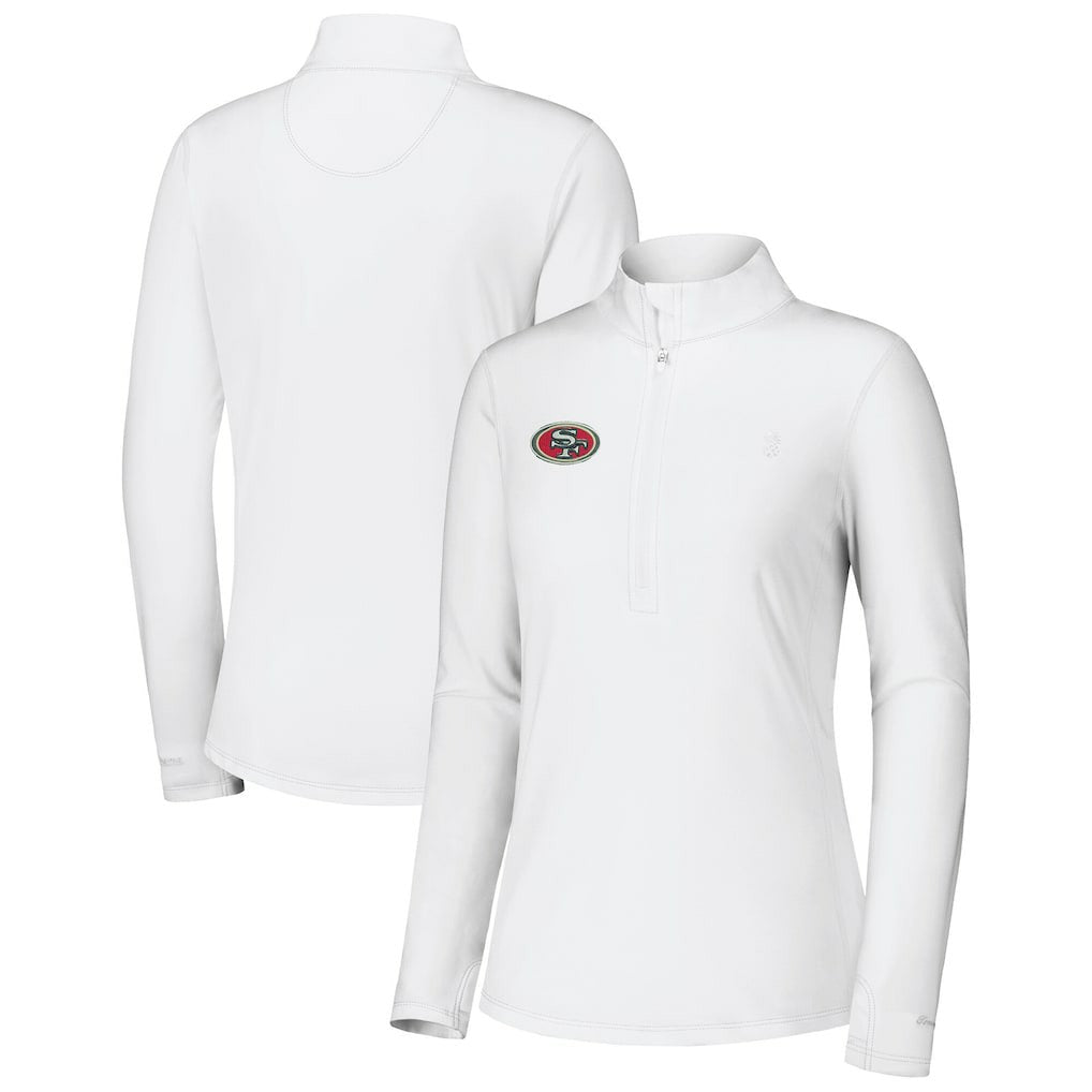 San Francisco 49ers Women's Sport Playa Vista IslandZone Quarter-Zip Jacket White - Tommy Bahama