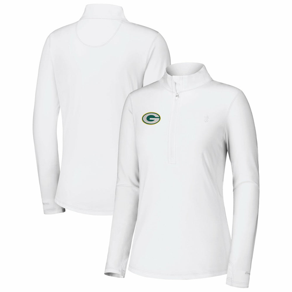 Green Bay Packers Women's Sport Playa Vista IslandZone Quarter-Zip Jacket White - Tommy Bahama
