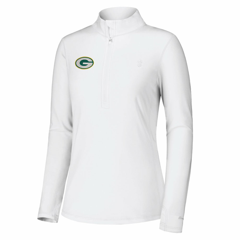 Green Bay Packers Women's Sport Playa Vista IslandZone Quarter-Zip Jacket White - Tommy Bahama