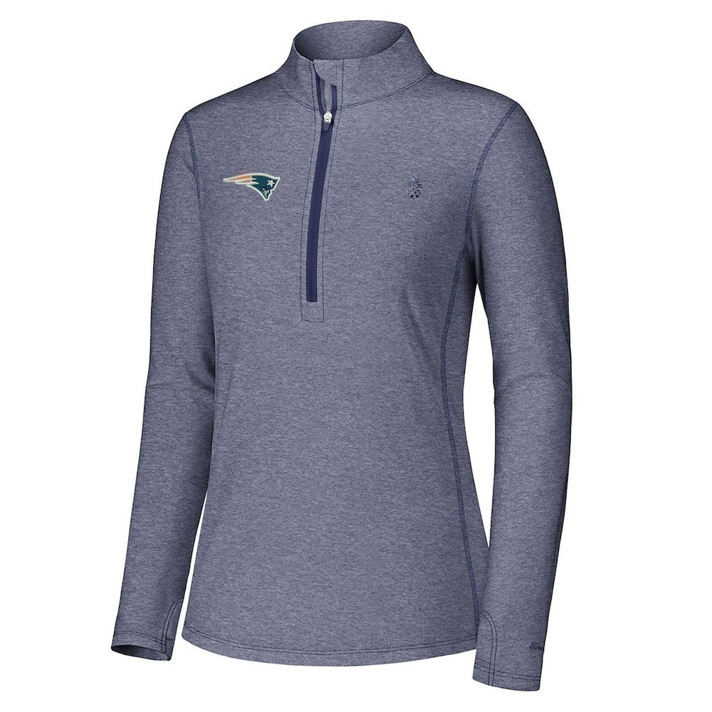 New England Patriots Women's Sport Playa Vista IslandZone Quarter-Zip Jacket Navy - Tommy Bahama