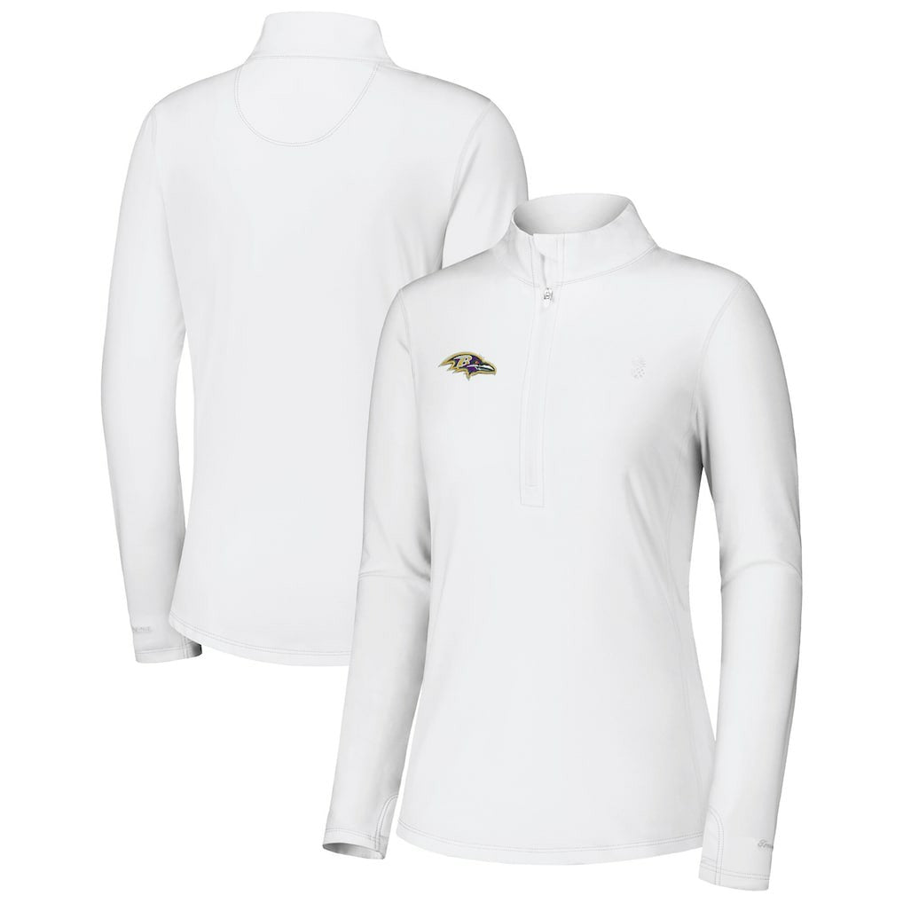 Baltimore Ravens Women's Sport Playa Vista IslandZone Quarter-Zip Jacket White - Tommy Bahama
