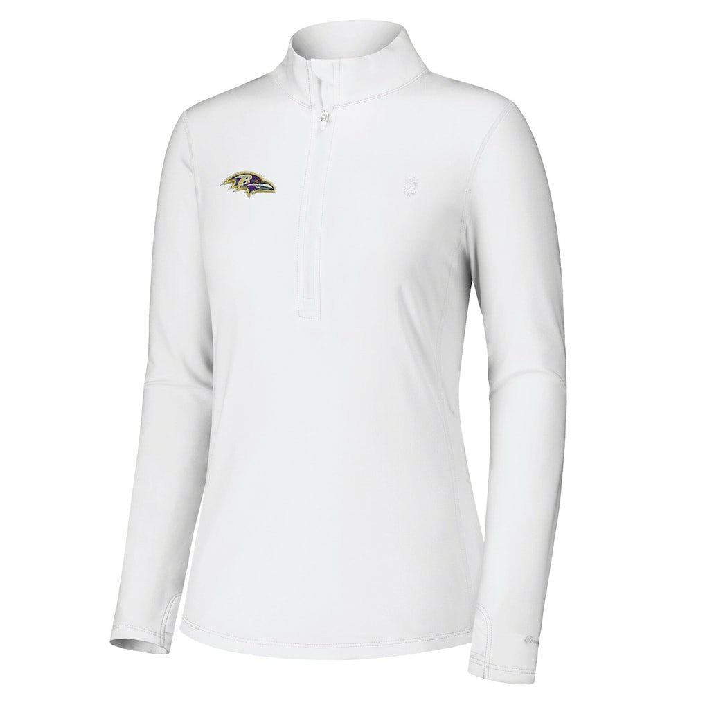 Baltimore Ravens Women's Sport Playa Vista IslandZone Quarter-Zip Jacket White - Tommy Bahama