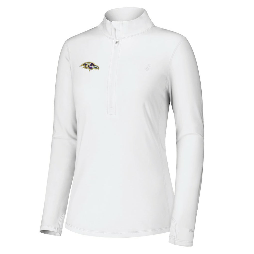 Baltimore Ravens Women's Sport Playa Vista IslandZone Quarter-Zip Jacket White - Tommy Bahama