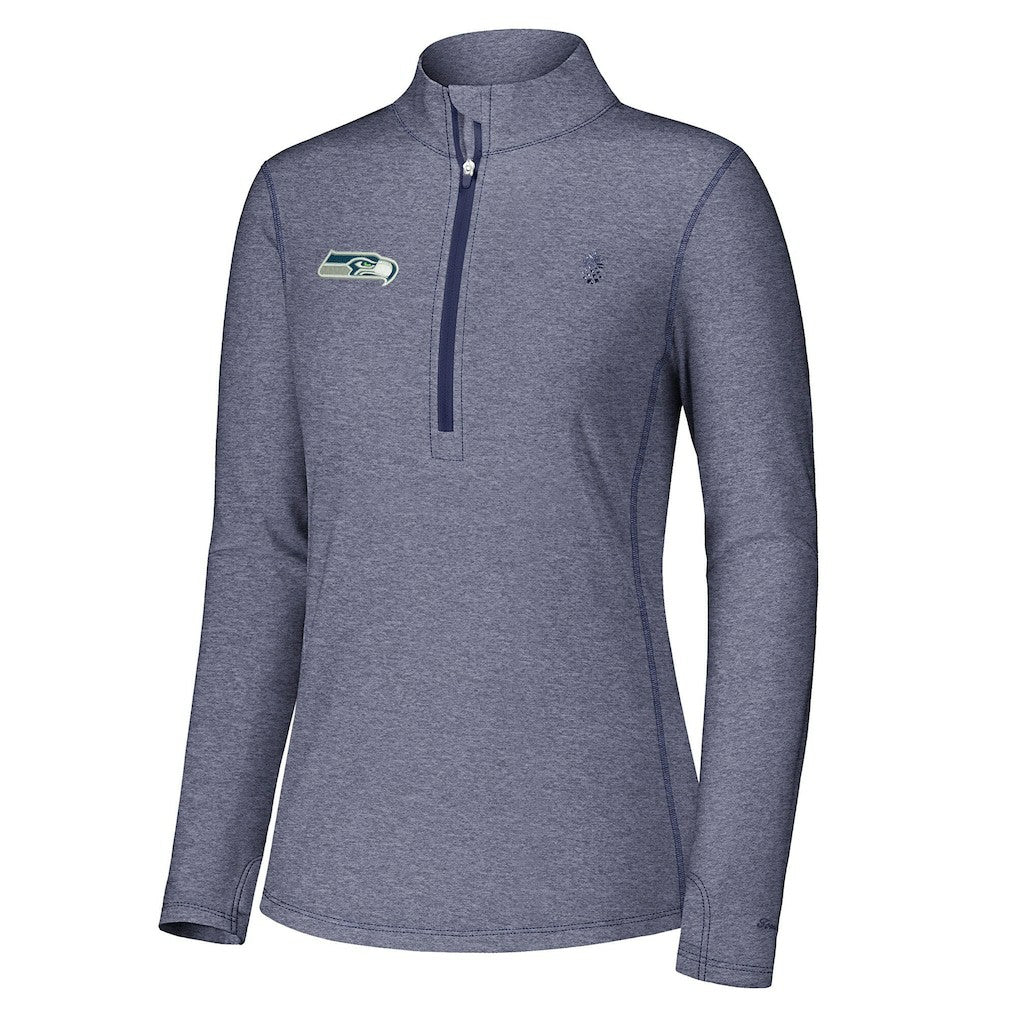 Seattle Seahawks Women's Sport Playa Vista IslandZone Quarter-Zip Jacket Navy - Tommy Bahama