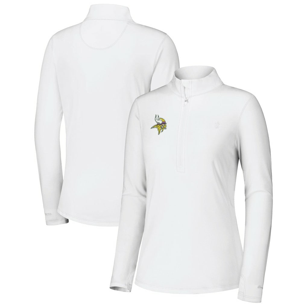Minnesota Vikings Women's Sport Playa Vista IslandZone Quarter-Zip Jacket White - Tommy Bahama