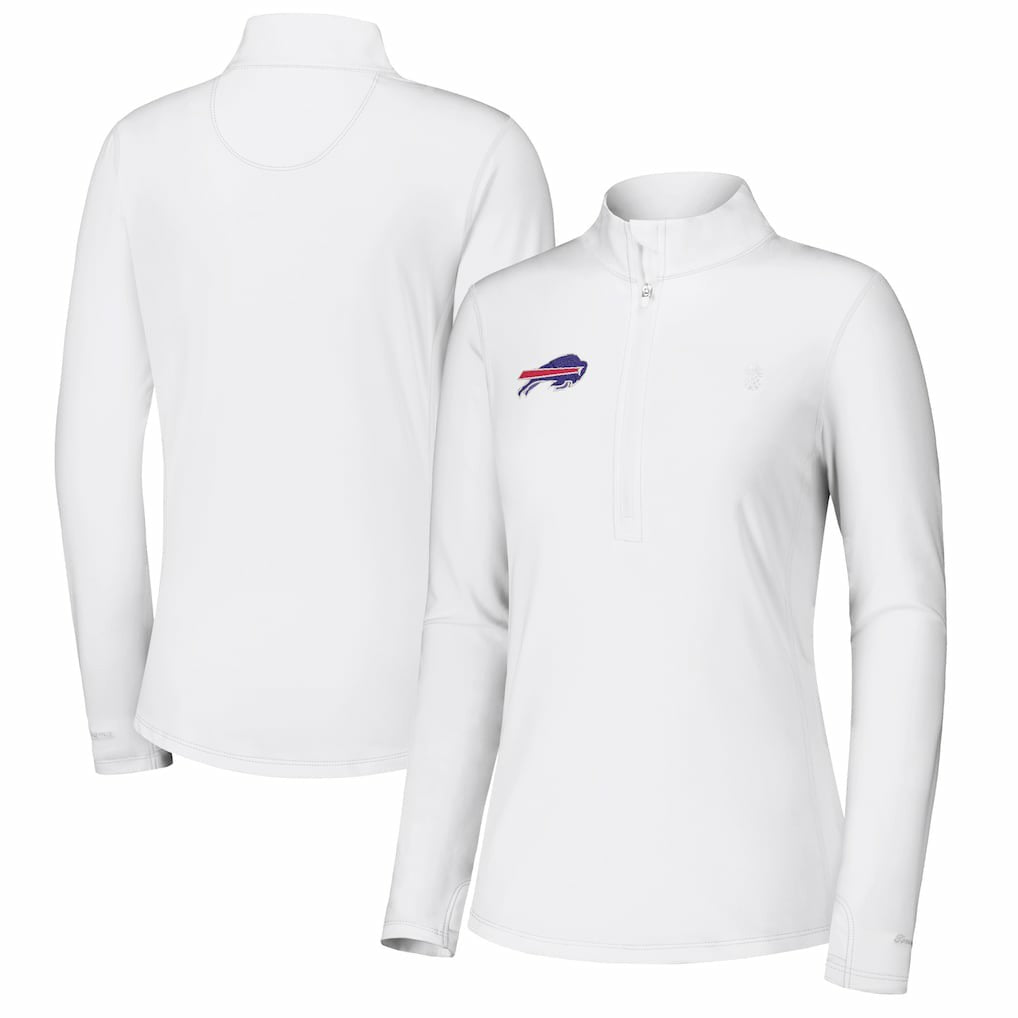 Buffalo Bills Women's Sport Playa Vista IslandZone Quarter-Zip Jacket White - Tommy Bahama