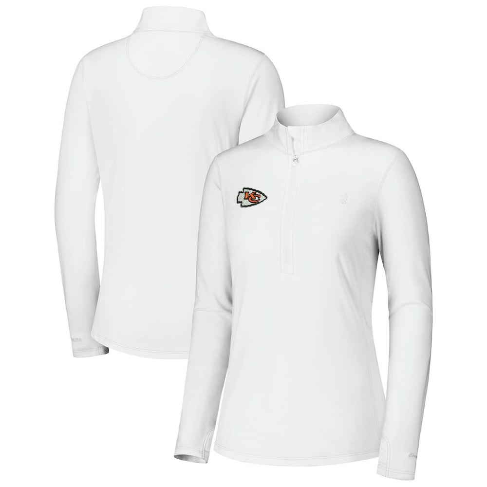 Kansas City Chiefs Women's Sport Playa Vista IslandZone Quarter-Zip Jacket White - Tommy Bahama