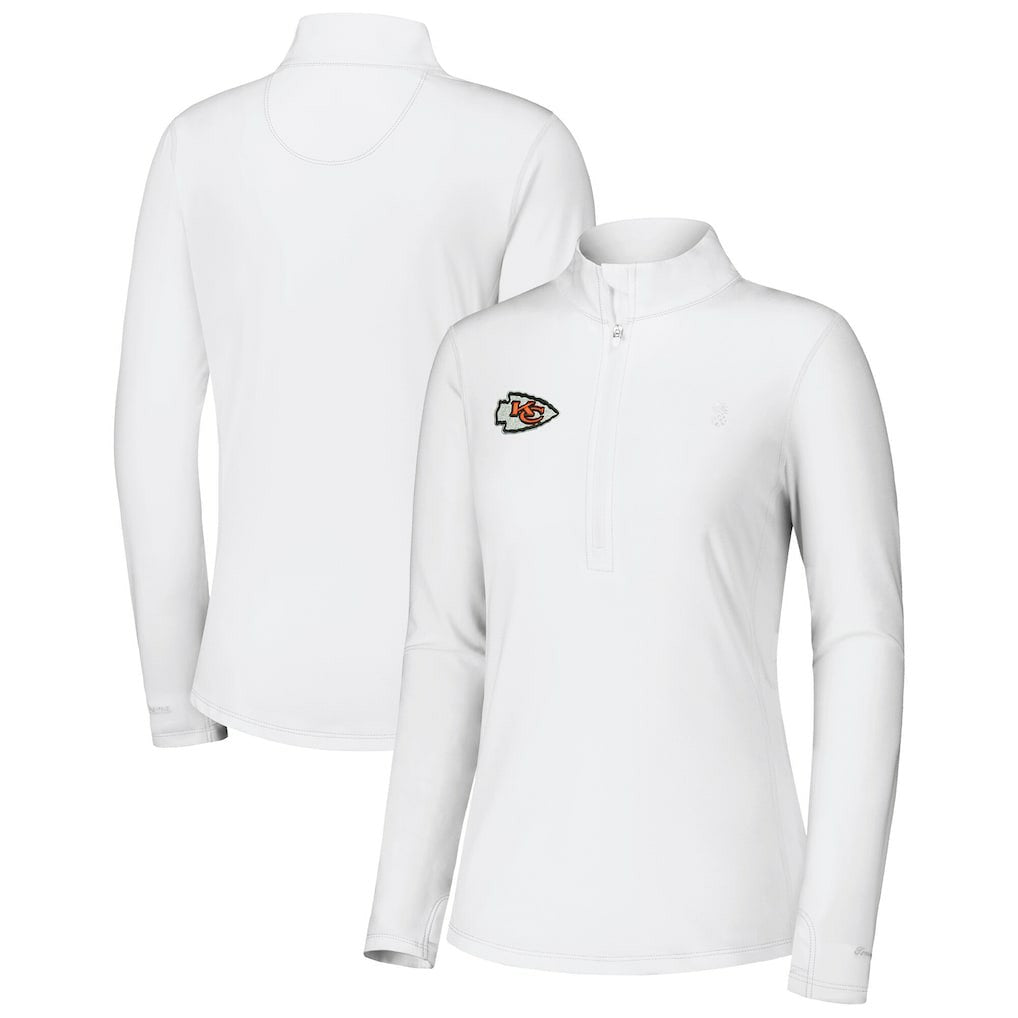Kansas City Chiefs Women's Sport Playa Vista IslandZone Quarter-Zip Jacket White - Tommy Bahama