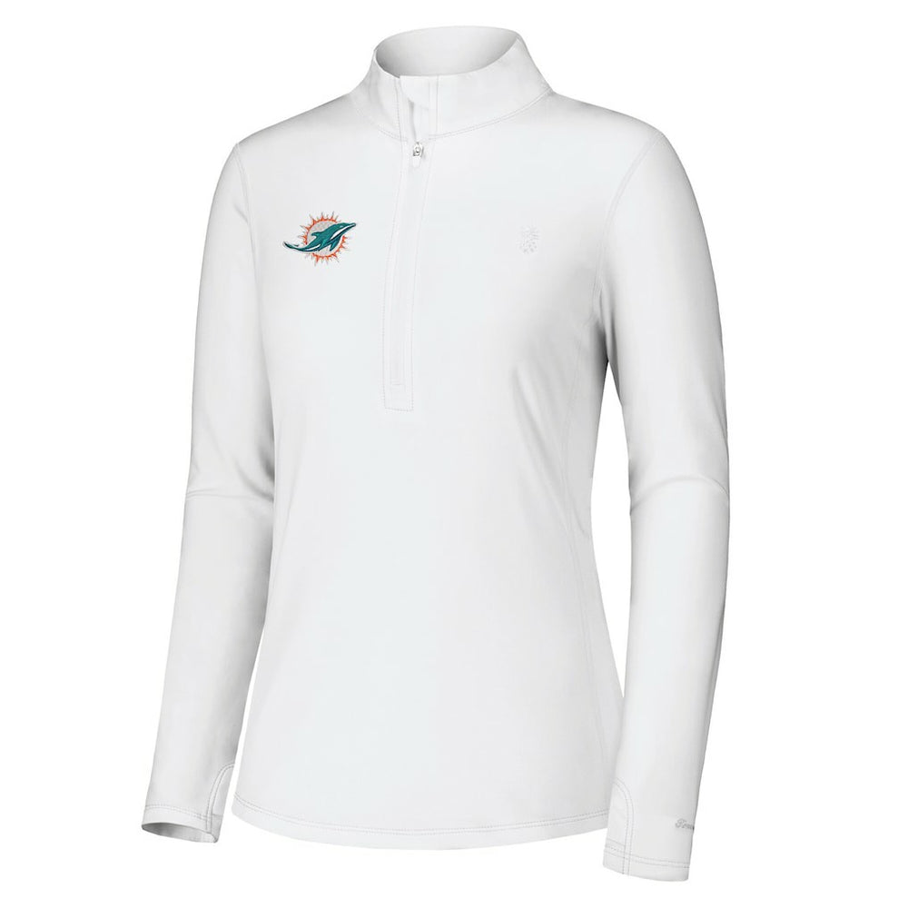 Miami Dolphins Women's Sport Playa Vista IslandZone Quarter-Zip Jacket White - Tommy Bahama