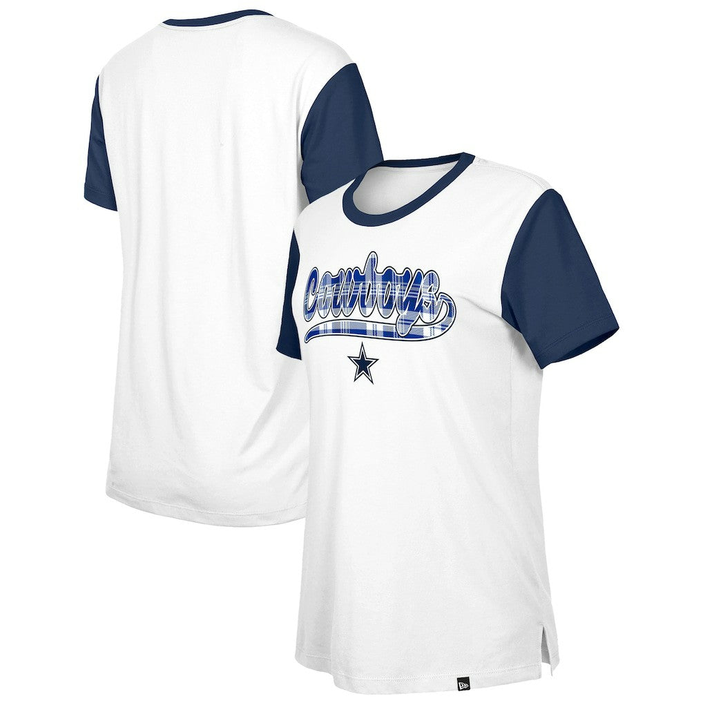 Dallas Cowboys New Era Women's 3rd Down T-Shirt White/Navy - NFL