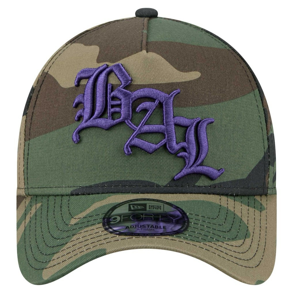 Baltimore Ravens New Era Mystic Camo A-Frame 9FORTY Adjustable Hat Camo - NFL