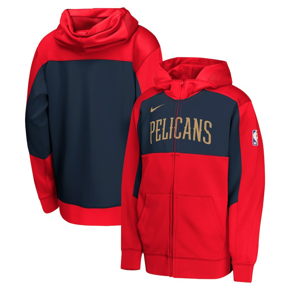 Nike - New Orleans Pelicans Youth Authentic On-Court Showtime Performance Full-Zip Hoodie - Red/Navy