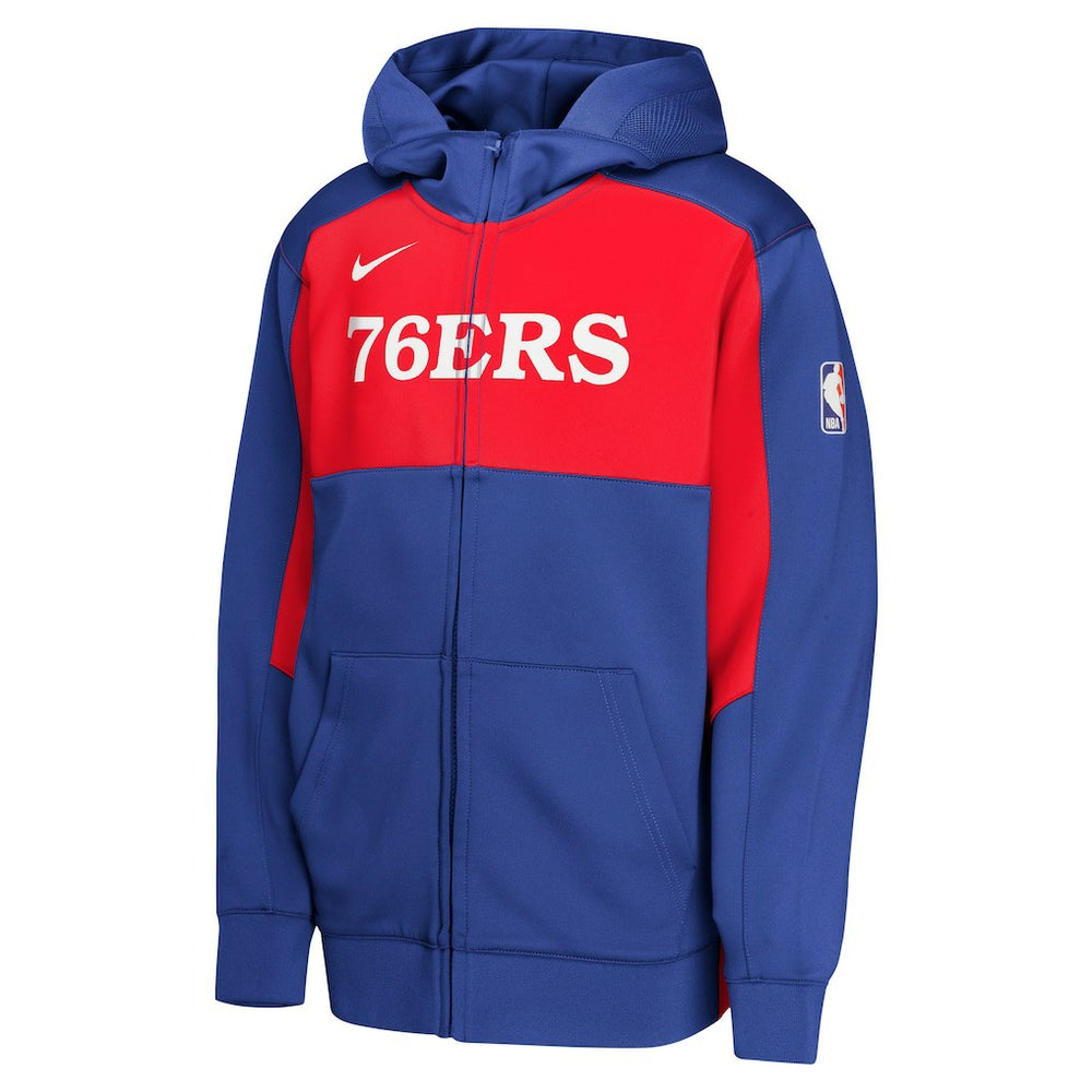 Nike - Philadelphia 76ers Youth Authentic On-Court Showtime Performance Full-Zip Hoodie - Royal/Red